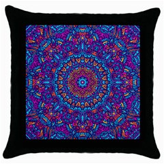 Vibrant Violet Mandala Throw Pillow Case (black) by lujastyles