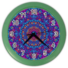 Vibrant Violet Mandala Color Wall Clock by lujastyles