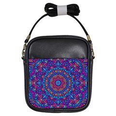 Vibrant Violet Mandala Girls Sling Bag by lujastyles