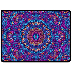 Vibrant Violet Mandala Fleece Blanket (large)  by lujastyles