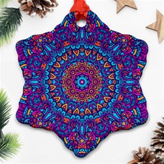 Vibrant Violet Mandala Snowflake Ornament (two Sides)