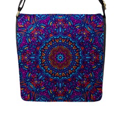 Vibrant Violet Mandala Flap Closure Messenger Bag (l)