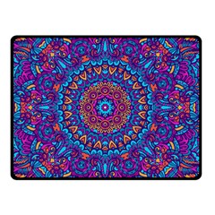 Vibrant Violet Mandala Double Sided Fleece Blanket (small)  by lujastyles