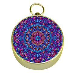 Vibrant Violet Mandala Gold Compasses by lujastyles