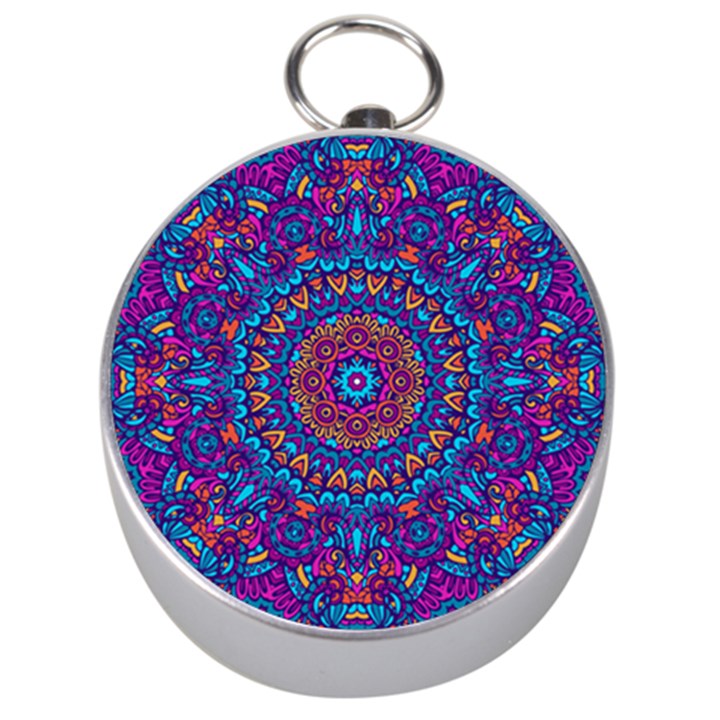 Vibrant Violet Mandala Silver Compasses