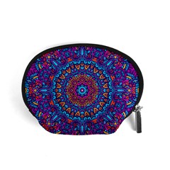 Vibrant Violet Mandala Accessory Pouch (small) by lujastyles