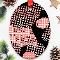 Abstrait Effet Formes Noir/rose Ornament (oval) by kcreatif