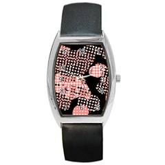 Abstrait Effet Formes Noir/rose Barrel Style Metal Watch by kcreatif