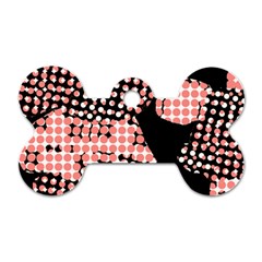 Abstrait Effet Formes Noir/rose Dog Tag Bone (one Side) by kcreatif