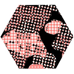 Abstrait Effet Formes Noir/rose Wooden Puzzle Hexagon by kcreatif