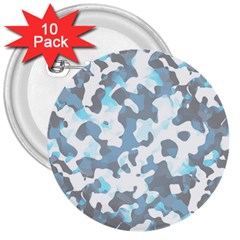 Camouflageblancbleu 3  Buttons (10 Pack)  by kcreatif