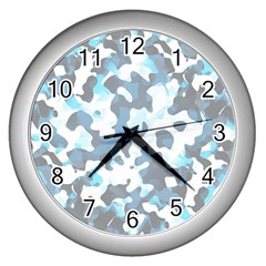 Camouflageblancbleu Wall Clock (silver) by kcreatif