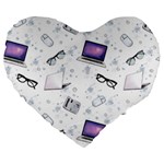 Computer Work Large 19  Premium Flano Heart Shape Cushions Front