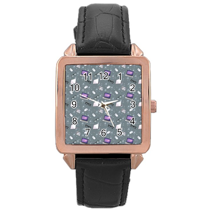 Office Works Rose Gold Leather Watch 