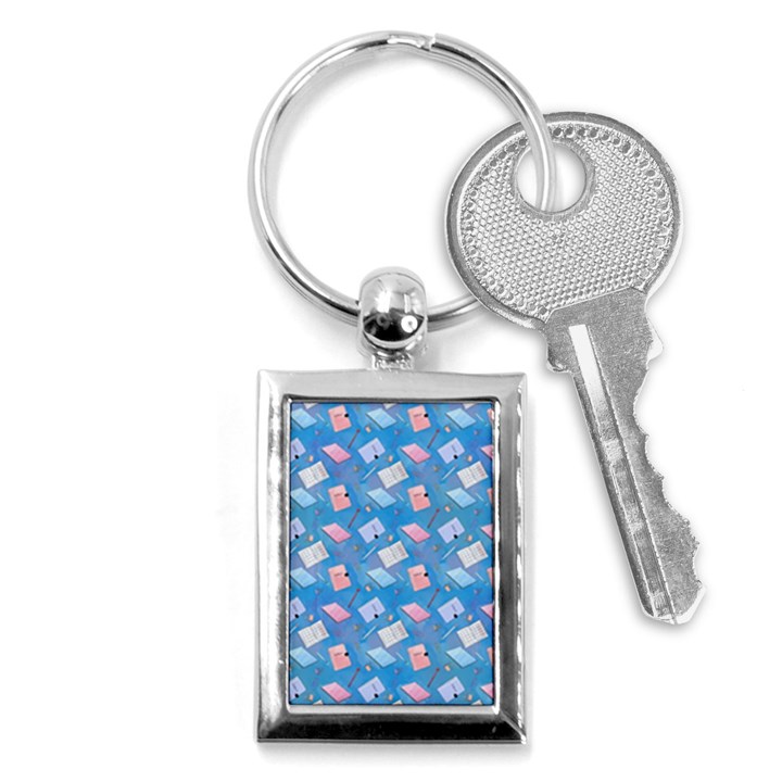 Notepads Pens And Pencils Key Chain (Rectangle)