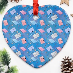 Notepads Pens And Pencils Heart Ornament (two Sides) by SychEva