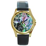 Glam Rocker Round Gold Metal Watch Front