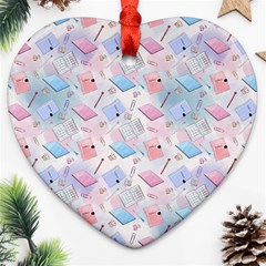 Notepads Pens And Pencils Heart Ornament (two Sides) by SychEva