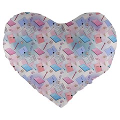 Notepads Pens And Pencils Large 19  Premium Flano Heart Shape Cushions by SychEva