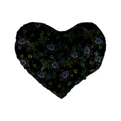 Moody Flora Standard 16  Premium Flano Heart Shape Cushions