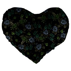 Moody Flora Large 19  Premium Flano Heart Shape Cushions