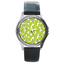 Kiwi Pattern Round Metal Watch by Valentinaart