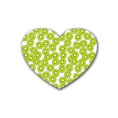 Kiwi Pattern Rubber Heart Coaster (4 Pack) by Valentinaart