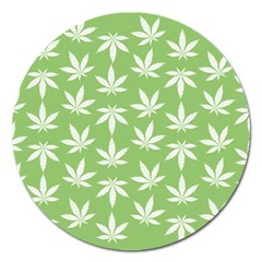 Weed Pattern Magnet 5  (round) by Valentinaart