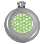 Weed Pattern Round Hip Flask (5 oz) Front