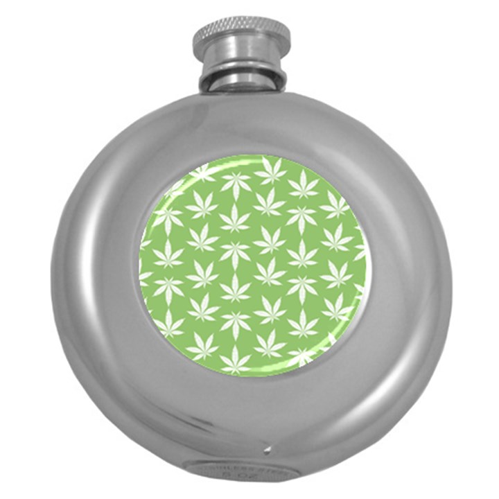 Weed Pattern Round Hip Flask (5 oz)