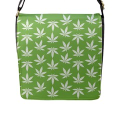 Weed Pattern Flap Closure Messenger Bag (l) by Valentinaart