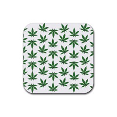 Weed Pattern Rubber Coaster (square) by Valentinaart