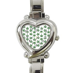 Weed Pattern Heart Italian Charm Watch by Valentinaart