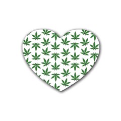 Weed Pattern Rubber Coaster (heart) by Valentinaart