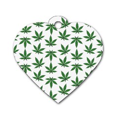 Weed Pattern Dog Tag Heart (two Sides) by Valentinaart