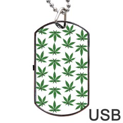 Weed Pattern Dog Tag Usb Flash (one Side) by Valentinaart