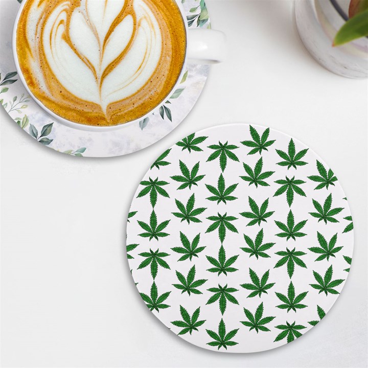 Weed Pattern UV Print Round Tile Coaster