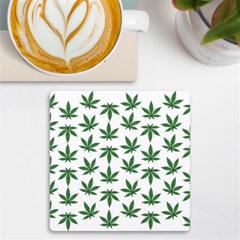 Weed Pattern Uv Print Square Tile Coaster  by Valentinaart