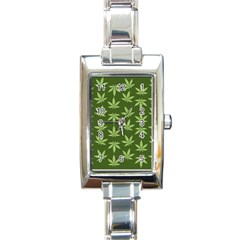 Weed Pattern Rectangle Italian Charm Watch by Valentinaart