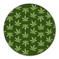 Weed Pattern Round Mousepads by Valentinaart