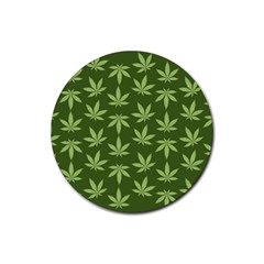 Weed Pattern Rubber Coaster (round) by Valentinaart