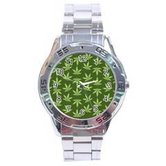 Weed Pattern Stainless Steel Analogue Watch by Valentinaart