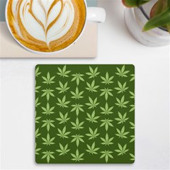 Weed Pattern Uv Print Square Tile Coaster  by Valentinaart