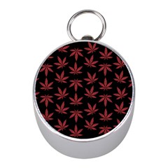 Weed Pattern Mini Silver Compasses