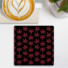 Weed Pattern Uv Print Square Tile Coaster  by Valentinaart