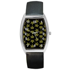 Weed Pattern Barrel Style Metal Watch