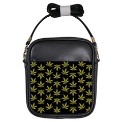 Weed Pattern Girls Sling Bag by Valentinaart