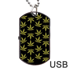 Weed Pattern Dog Tag USB Flash (One Side)