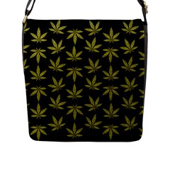 Weed Pattern Flap Closure Messenger Bag (L)