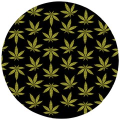 Weed Pattern Wooden Puzzle Round by Valentinaart